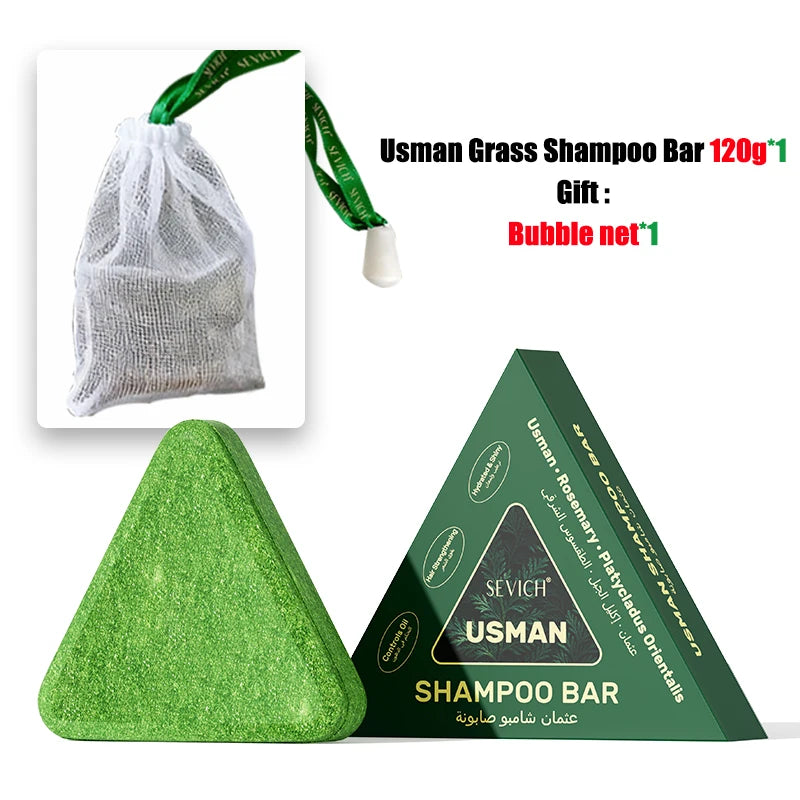 120g Usman Grass & Platycladus Shampoo Soap Strengthen Hair Root Growth Shampoo Bar Natural Herbal Hair loss treatment Hair Care