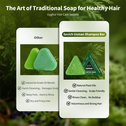 120g Usman Grass & Platycladus Shampoo Soap Strengthen Hair Root Growth Shampoo Bar Natural Herbal Hair loss treatment Hair Care