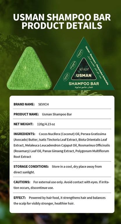 120g Usman Grass & Platycladus Shampoo Soap Strengthen Hair Root Growth Shampoo Bar Natural Herbal Hair loss treatment Hair Care