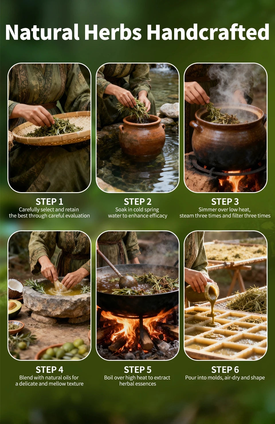 120g Usman Grass & Platycladus Shampoo Soap Strengthen Hair Root Growth Shampoo Bar Natural Herbal Hair loss treatment Hair Care